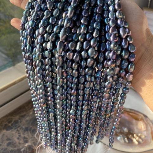 Keishi odlad sötvattenspärla pärlor, Freshwater Pearl, Nuggets, DIY, malakitgrönt, beads size 7-8mm, Såld Per Ca 36 cm Strand