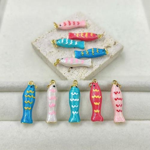 真鍮ジュエリーペンダント, 銅, 魚, ゴールドメッキ, DIY & エナメル, 無色, 27.50x7mm, 売り手 パソコン