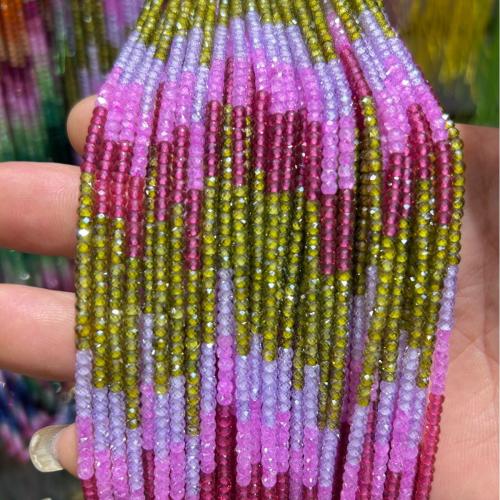 Ciúbach Zirconia Bead, snasta, DIY & ilghnéitheach, dathanna níos mó le haghaidh rogha, 2x3mm, Díolta Per Thart 38 cm Snáithe