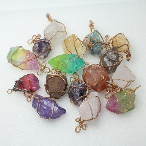 Gemstone Hängen Smycken, Ädelsten, med Zink Alloy, Geometriskt mönster, plated, DIY & olika material för val, 25x45mm, Säljs av PC