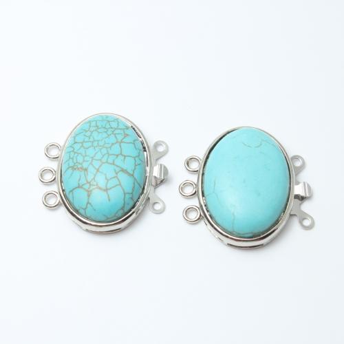 Türkis Anhänger, Natürliche Türkis, mit Zinklegierung, oval, DIY, 27x27x10mm, verkauft von PC