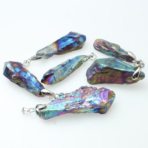 Gemstone Hängen Smycken, Natursten, Geometriskt mönster, slumpmässigt skickade & DIY, pendant size 10x30-12x50mm, Säljs av PC