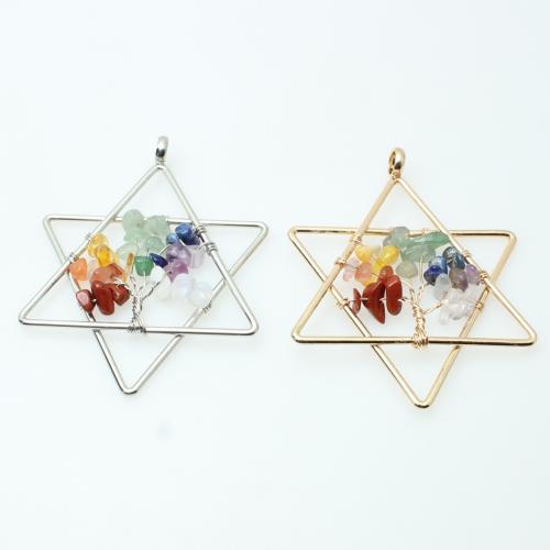Gemstone Pendants Jewelry with Zinc Alloy Hexagram plated DIY & hollow Random Color Sold By PC