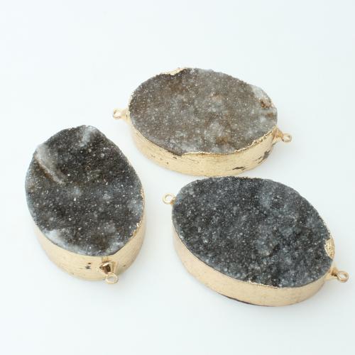 Connecteur de quartz, Cristal naturel, ovale, DIY, Couleur aléatoire, 27x35mm, Vendu par PC