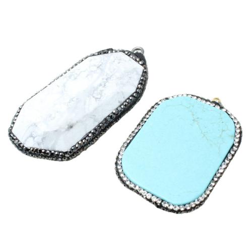 Tirkizna Privjesak, Prirodni Tirkizna, s Cink Alloy, ručno izrađen, možete DIY & različitih stilova za izbor & s Rhinestone, Prodano By PC