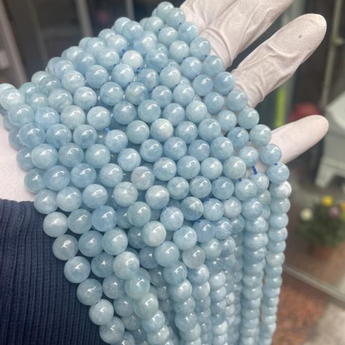 Gemstone Jewelry Beads Aquamarine Round DIY blue Sold By Strand