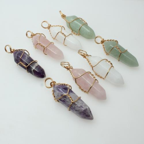 Biżuteria wisiorki kamienie, Kamień szlachetny, ze Stop cynku, Wzór geometryczny, DIY & do wyboru różne materiały, 36x12mm, sprzedane przez PC