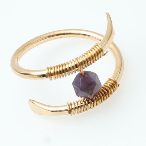 Ametyst Mankiet palcu, ze Stop cynku, Wzór geometryczny, Ręcznie robione, biżuteria moda & dla kobiety, rozmiar:6-8, sprzedane przez PC