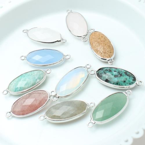 kamień Złącze, Kamień szlachetny, ze Stop cynku, Owal, obyty, DIY & do wyboru różne materiały & fasetowany, 30x11mm, sprzedane przez PC