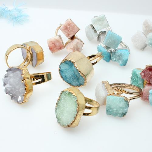 Cuarzo natural Anillo de dedo Cuff, con aleación de zinc, Patrón Geométrico, chapado, diferentes estilos para la opción & para mujer, Vendido por UD