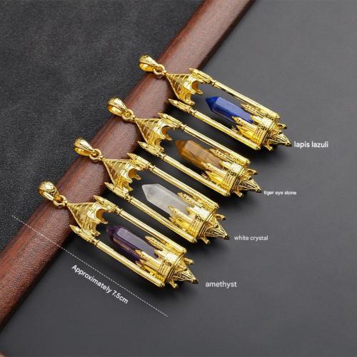 Biżuteria wisiorki kamienie, Kamień szlachetny, ze Stop cynku, Zamek, Ręcznie robione, DIY & do wyboru różne materiały, 75mm, sprzedane przez PC