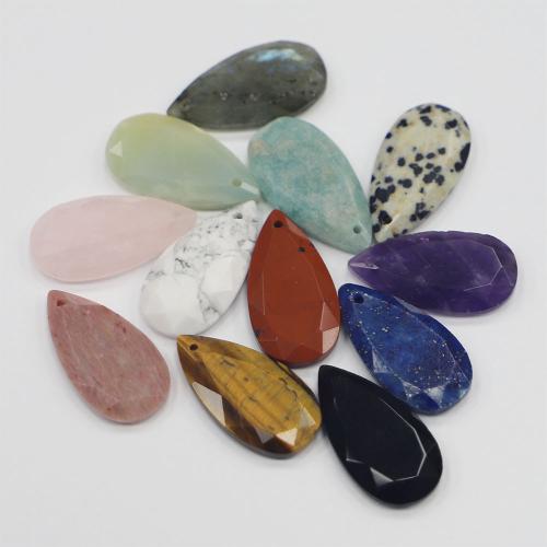 Gemstone Hängen Smycken, Ädelsten, Dropp, polerad, DIY & olika material för val & fasetterad, 25x13x4mm, Hål:Ca 1.5mm, Säljs av PC