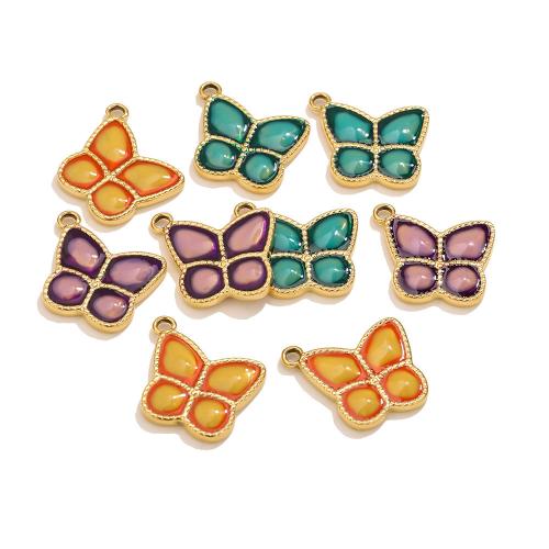 Aço inoxidável animal Pingentes, Aço inoxidável 304, Borboleta, cromado de cor dourada, DIY & esmalte, Mais cores pare escolha, 25x23.30mm, Buraco:Aprox 2.7mm, vendido por PC