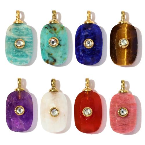 Biżuteria wisiorki kamienie, Stal nierdzewna 304, ze Kamień szlachetny, Prostokąt, Platerowane w kolorze złota, DIY & z kamieniem, dostępnych więcej kolorów, 8x16mm, 3komputery/torba, sprzedane przez torba