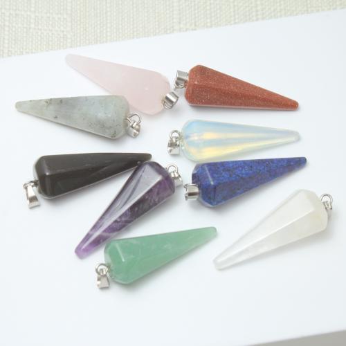 Gemstone Hängen Smycken, Ädelsten, Geometriskt mönster, DIY & olika material för val, 12x34mm, Säljs av PC