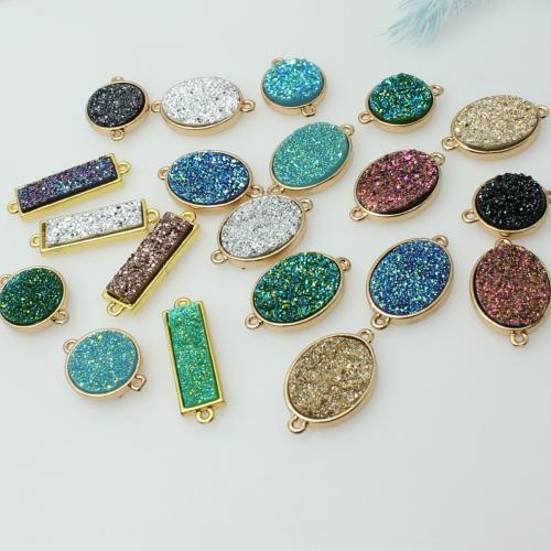 Gemstone Connector with Brass Geometrical Pattern druzy style & DIY Sold By PC