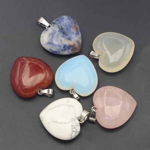 Gemstone Vedhæng Smykker, Ædelsten, Heart, poleret, du kan DIY & forskellige materialer til valg, 25x25x10mm, Solgt af PC