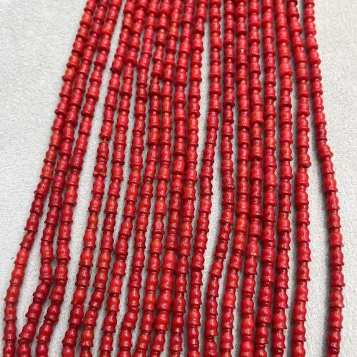 Naturliga Coral Pärlor, DIY, röd, 4x6mm, Ca 66PC/Strand, Säljs av Strand