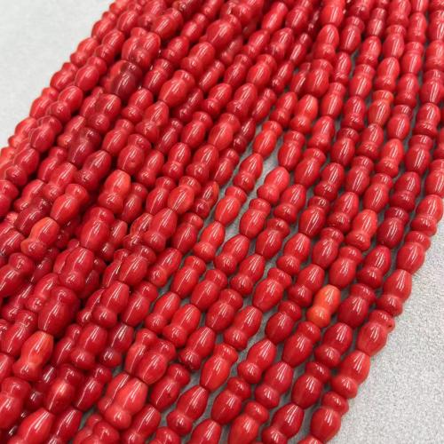 Naturliga Coral Pärlor, Calabash, DIY, röd, 7x12mm, Ca 38PC/Strand, Säljs av Strand