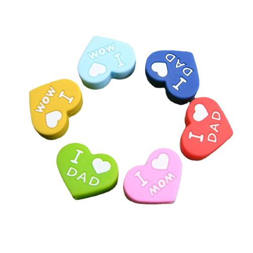 Silicone Beads FDA Silicone Heart epoxy gel DIY & for children & with letter pattern Sold By PC