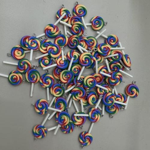 Wisiorki z gliny polimerowej , Glina polimerowa, Lollipop, DIY, wielokolorowy, 33x15x4mm, sprzedane przez PC