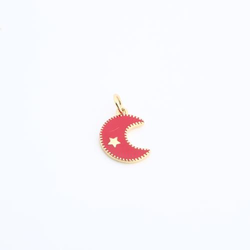 Brass Jewelry Pendants Moon gold color plated DIY & enamel Sold By PC