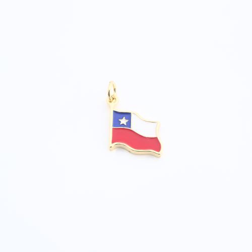 Brass Jewelry Pendants Flag gold color plated DIY & enamel Sold By PC