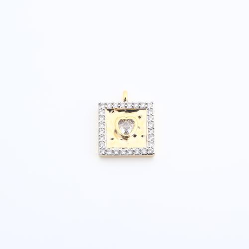 Rhinestone Brass Hängen, Mässing, Geometriskt mönster, guldfärg pläterade, DIY & med strass, 16x13x3mm, Säljs av PC