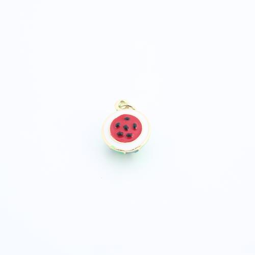 Brass Jewelry Pendants Watermelon gold color plated DIY & enamel Sold By PC