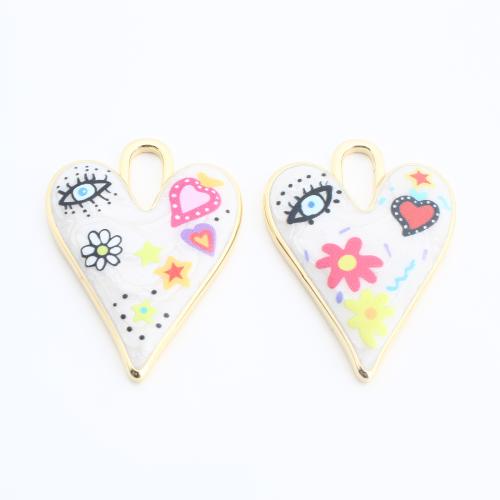 Brass Jewelry Pendants Heart gold color plated DIY & enamel Sold By PC
