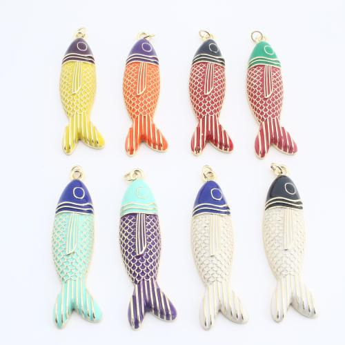 真鍮ジュエリーペンダント, 銅, 魚, ゴールドメッキ, DIY & エナメル, 無色, 52x14x2mm, 売り手 パソコン