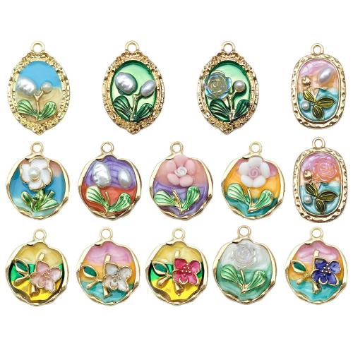 Ciondoli di smalto di lega di zinco, lega in zinco, with perla in plastica, placcato, stili diversi per la scelta & Micro spianare cubic zirconia & per la donna, nessuno, Venduto da PC