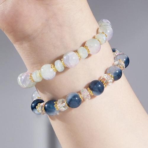 Gloine coirníní Bracelet, le Sinc Alloy, dath an óir plated, do bhean, dathanna níos mó le haghaidh rogha, 10mmuff0c4x8mm, Díolta Per Thart 19.5 cm Snáithe