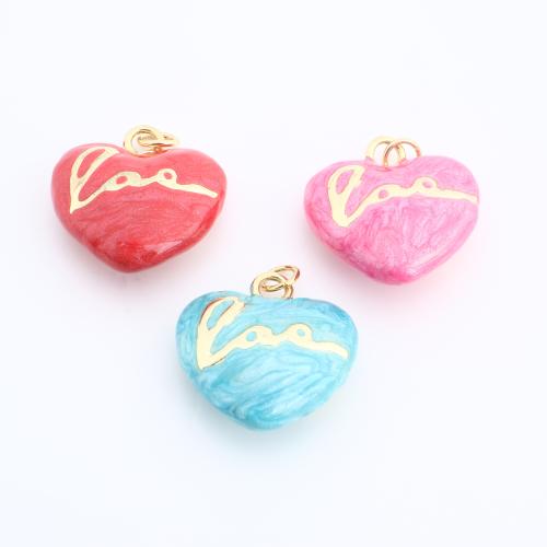 Brass Heart Pendants gold color plated DIY & enamel Sold By PC