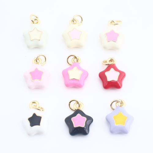 Brass Jewelry Pendants Star gold color plated DIY & enamel Sold By PC