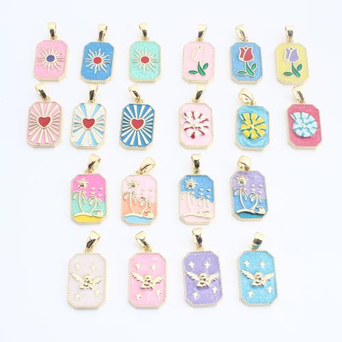 Brass Jewelry Pendants Geometrical Pattern gold color plated DIY & enamel Sold By PC