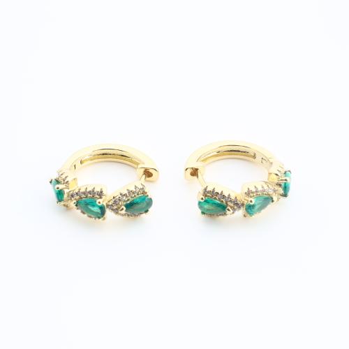 Prás Huggie Hoop Earring, dath an óir plated, do bhean & le rhinestone, 17x17x6mm, Díolta De réir Péire