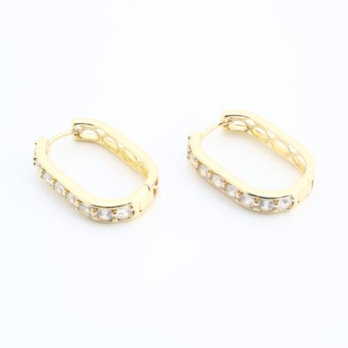 Prás Lever Ar ais Earring, Patrún Geoiméadrach, dath an óir plated, jewelry faisin & do bhean & le rhinestone, 23x16x4mm, Díolta De réir Péire