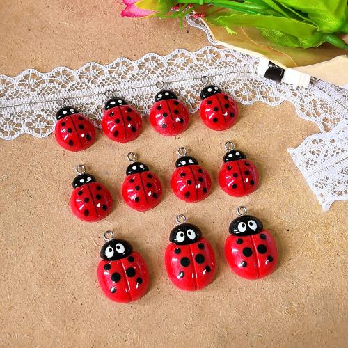 Resin Pendant Ladybug DIY & enamel red Sold By Bag