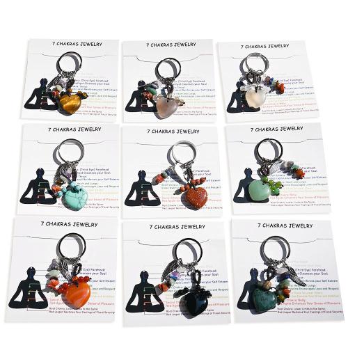 Bag Purse Charms Keyrings Keychains Gemstone with Zinc Alloy Heart handmade portable Sold By PC