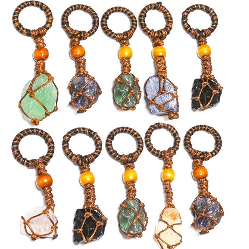 Gemstone Pendants Jewelry with Wax Cord irregular DIY pendant length 90-110mm width 25-35mm Sold By PC