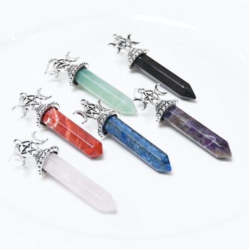 Bijoux Pendentifs en pierres gemmes, pierre gemme, avec alliage de zinc, Motif géométrique, DIY & différents matériaux pour le choix, 23x68mm, Vendu par PC