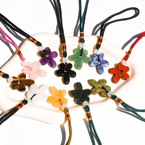 Hanging Ornaments Gemstone with Polyester Cord Flower flower size 31*35mm rope length 14cm Sold By PC