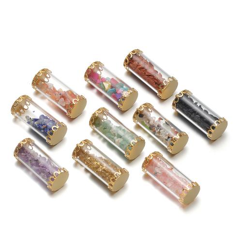 Gemstone Pendants Jewelry 304 Stainless Steel with Gemstone & Acrylic gold color plated DIY Approx 1.9mm Sold By Bag
