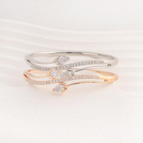 Zinc Alloy Bangle Rose plated micro pave cubic zirconia & for woman Inner Approx Sold By PC