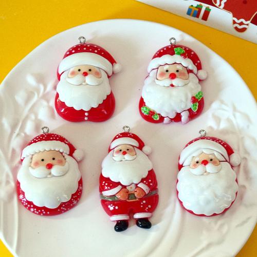 Acrylic Pendants with 202 Stainless Steel & Resin Santa Claus epoxy gel Christmas Design & DIY Sold By PC
