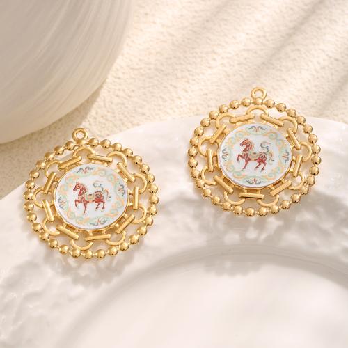 Stainless Steel Animal Pendants 304 Stainless Steel gold color plated DIY & enamel Sold By Bag