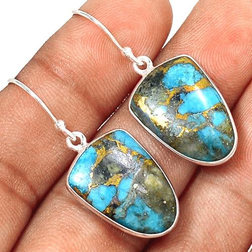 Zinc Alloy Drop Earring with turquoise & Seraphinite Geometrical Pattern platinum color plated vintage & for woman Sold By Pair