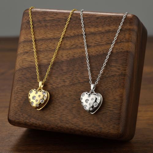 Titanium Steel Necklace with Plastic Pearl with 5cm extender chain Heart plated oval chain & for woman & with cubic zirconia Sold Per Approx 40 cm Strand