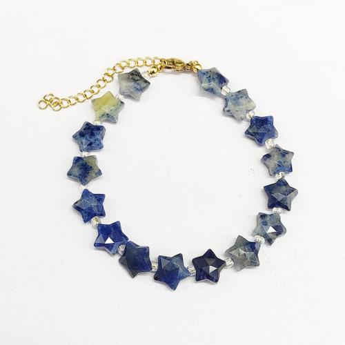 Gemstone Bracelet with Seedbead & 304 Stainless Steel with 5cm extender chain Star gold color plated & for woman Length Approx 17 cm Sold By PC